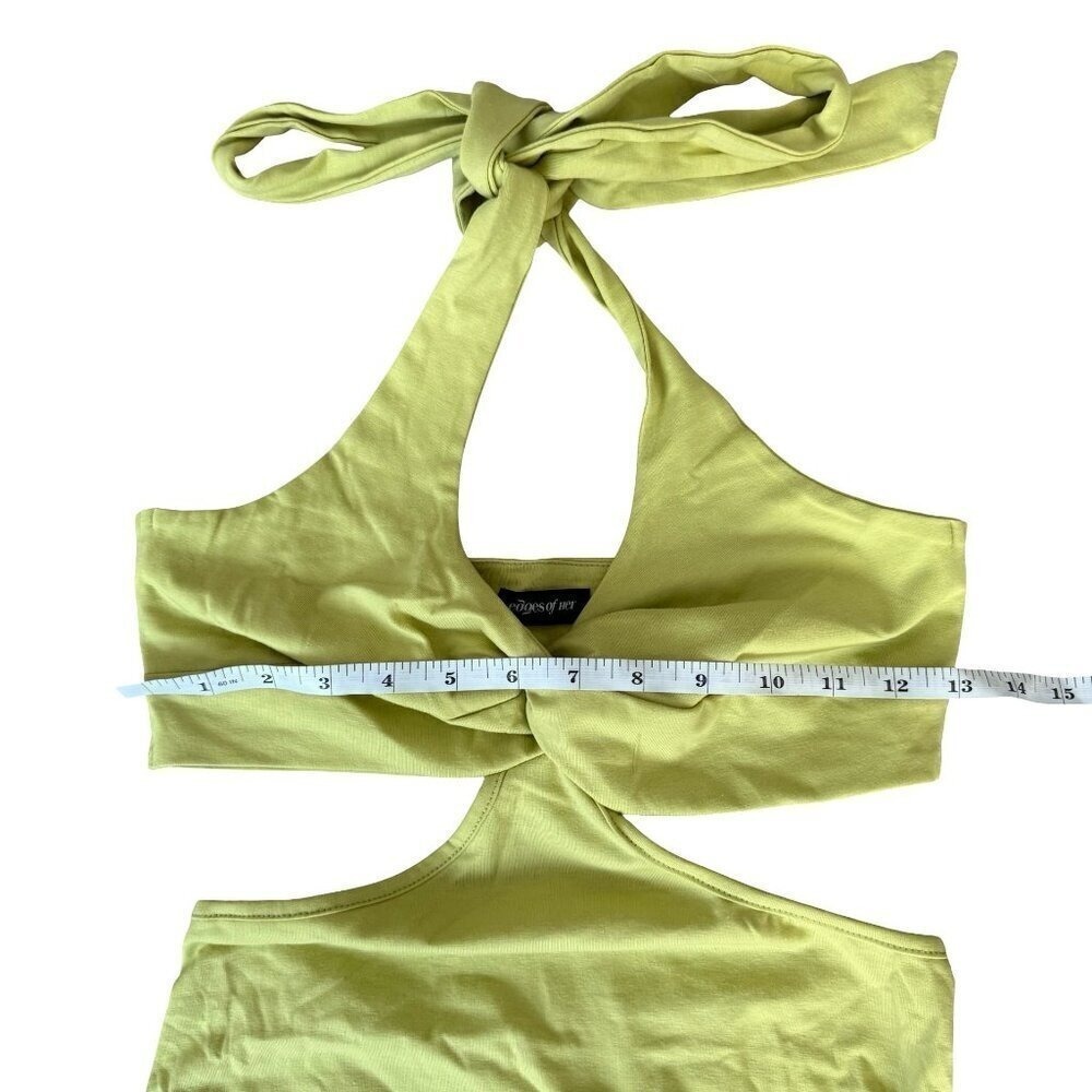 Bright Lime Green Halter Cut Out Maxi Dress Womens Medium - Picture 4 of 5